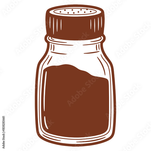 Stylized pepper shaker illustration kitchen ingredient with brown color for culinary arts and recipe design for restaurants and food blogs