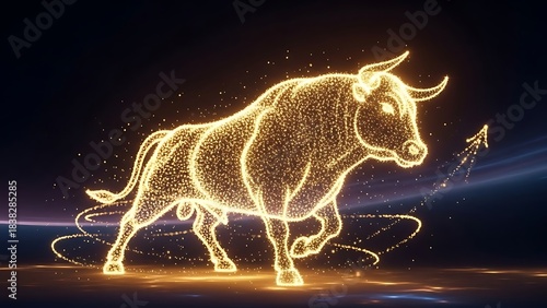 Digital Bull Symbolizing Market Growth and Financial Success.