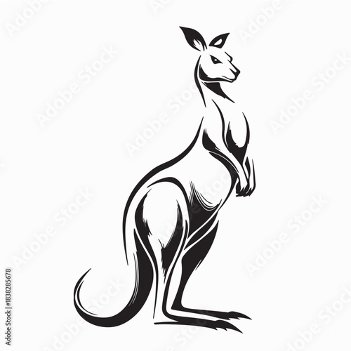 Standing Kangaroo Simple Logo Vector on White Background