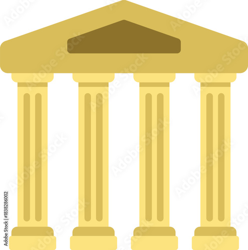 Classical architecture building with four columns and gable roof representing government, finance, or education