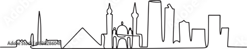 Cairo, Egypt skyline continuous line drawing. A minimalist design focused on the city's architecture. one line Icon drawing