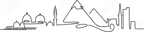 Cairo, Egypt skyline continuous line drawing. A minimalist design focused on the city's architecture. one line Icon drawing
