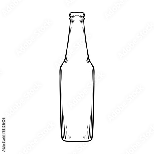 glass bottle vector illustration with line art drawing