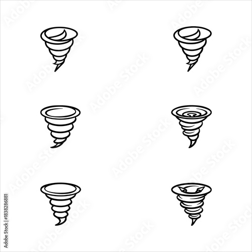A Warning Hazard Tornado Icon Symbol, Showcasing Disaster and Climate in a Flat Design Minimalist Vector for Emergency Weather Success Forecast Strategy Dynamic.