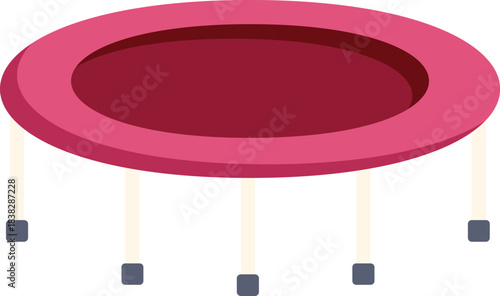 Pink trampoline with six legs, isolated on white background, ideal for jumping and having fun