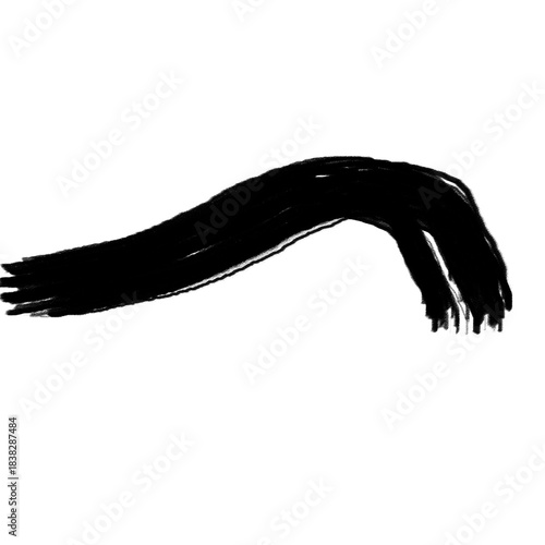 Dynamic abstract brushstroke: black ink painting on white canvas