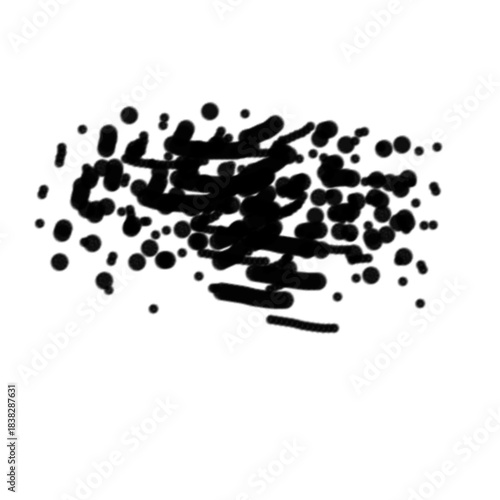 Abstract ink blot brush stroke on white background