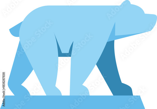 Geometric illustration of a polar bear walking on an ice floe, symbolizing arctic wildlife and climate change
