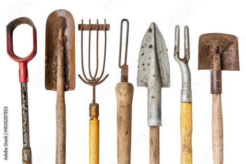 Gardening Tools. White or PNG Transparent Background.