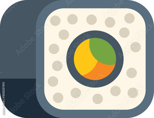 Colorful icon of sushi roll, showcasing japanese culinary tradition
