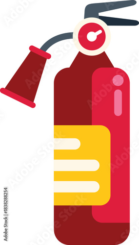 Red fire extinguisher preventing fire damage, ensuring safety and protecting lives in case of emergencies