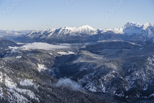 Wallpaper Mural View of snow-covered mountain landscape across the Reintal towards the Estergebirge and Soierngruppe, view from Längenfelderkopf in winter, Wetterstein Mountains, Garmisch-Partenkirchen, Bavaria, Germany Torontodigital.ca