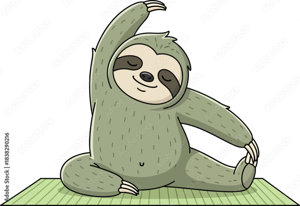 Obraz premium cute sloth doing slow yoga on white background