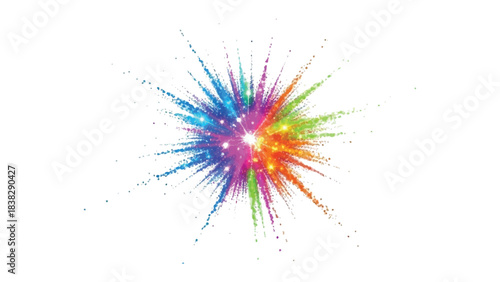 Explosive Symphony: A burst of vibrant colors explodes outwards, creating a dynamic visual representation of energy, celebration, or creativity. 