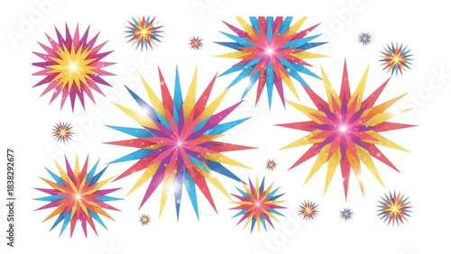 Fireworks of Color: Vibrant explosions of color, creating a dynamic and visually captivating scene, evoking celebration, joy, and the magic of a festive moment.