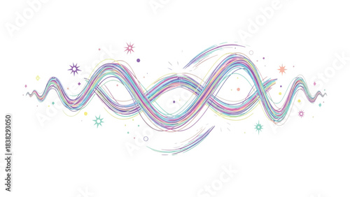 Waveform of Colorful Brushstrokes: Abstract artwork featuring a series of vibrant, flowing brushstrokes, forming an intricate waveform, suggesting movement, energy, and artistic expression.