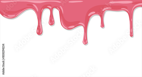 Pink liquid or sauce melting on white background