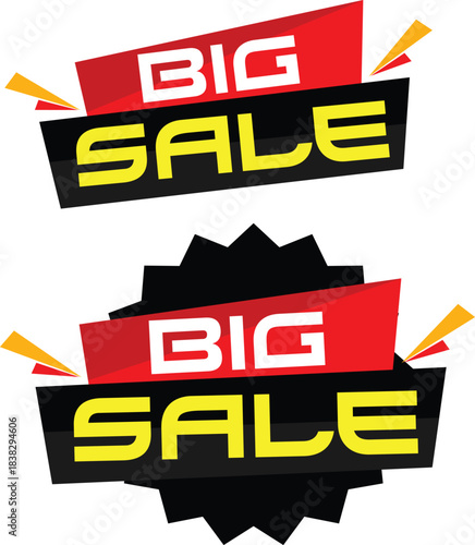 Vector Big Sale Banner Design | Discount Badge Sticker Graphic | Mega Offer Marketing Element