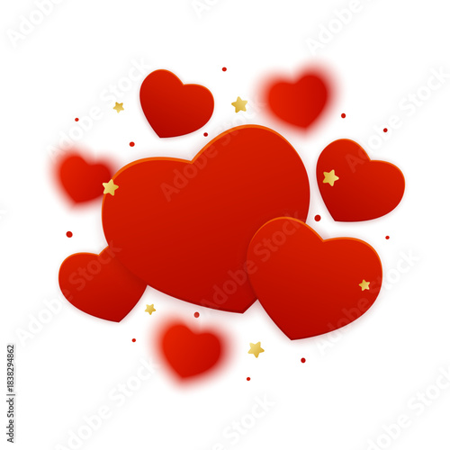 Hearts on white background for Valentines day and wedding lovely greeting card design