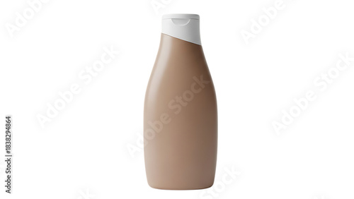 Modern light brown cosmetic bottle with white flip cap design