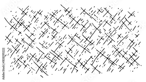 Hand drawn rough grid texture with intersecting lines illustrating woven fabric or wire mesh pattern with sketch style