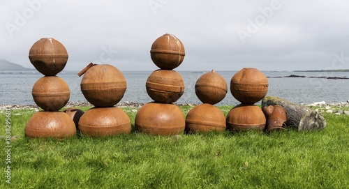 Old metal buoys, Reykjarfjörður, Strandir, Árnes, Westfjords, Iceland