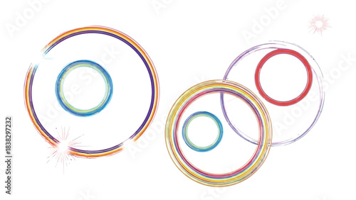 Abstract Circular Art: A minimalist composition of overlapping, multicolored circular designs, evoking a sense of modern simplicity and artistic flair.