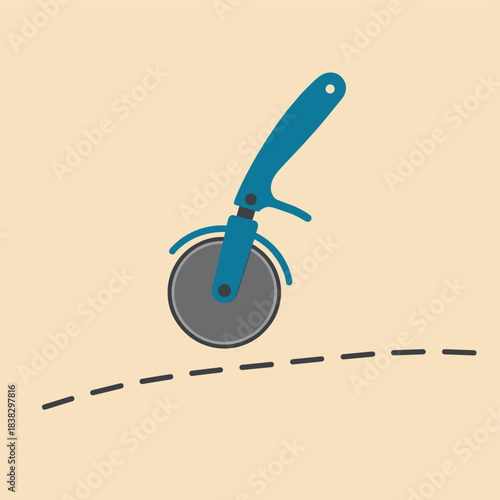 Cutting Edge Cuisine: A pizza cutter slices with precision, a symbol of culinary craftsmanship and the joy of creating a perfect dish. 