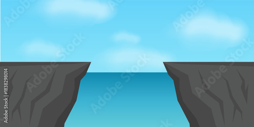 Rock Cliff on the Sea. Vector Illustration.