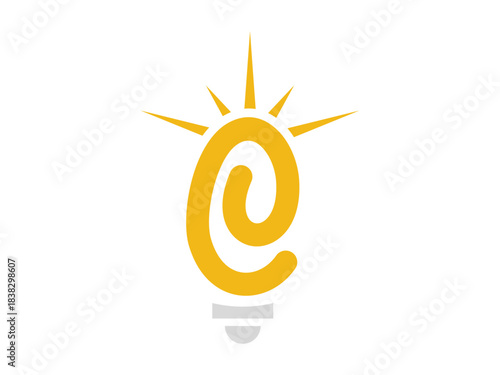 Initial Letter E Light Bulb Icon, Creative Monogram Concept for Innovation and Ideas