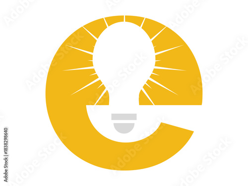 Light Bulb Monogram E Icon, Modern Initial Design for Inspiration and Creativity