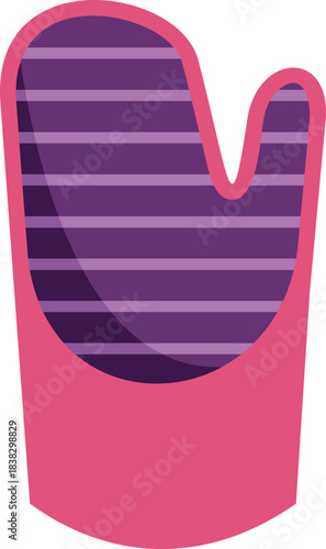 Kitchen oven mitt with stripes providing protection from heat while cooking or baking