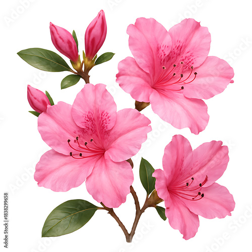 Pink azalea flowers isolated on transparent background
