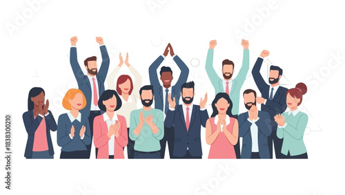 Diverse Team Celebration: A vibrant illustration showcasing a diverse group of individuals in a collaborative celebration, united in shared joy and collective success.