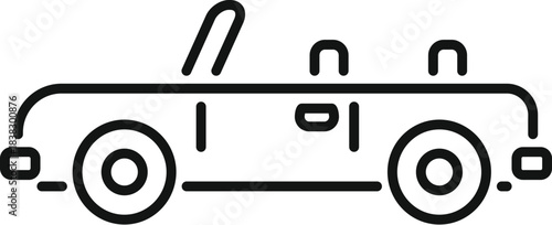 Simple line drawing of a convertible car with open roof, ideal for automotive and travel related designs