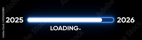 Loading bar transitioning from 2025 to 2026 progress bar
