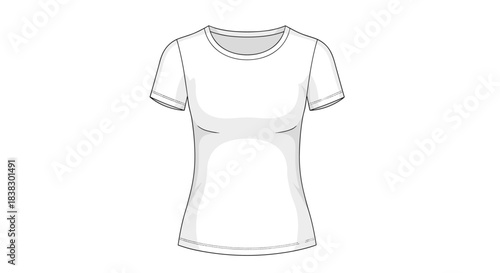 White women's fitted short-sleeve crew-neck t-shirt, a basic clothing item illustrated on a clean white background.