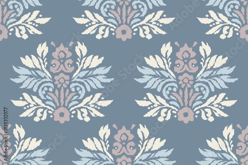 Ethnic abstract ikat fabric artwork with seamless patterns, combining tribal, indigenous and Mexican embroidery with Aztec geometric motifs. Ideal for rugs, wallpapers, throws, fabrics and clothing.