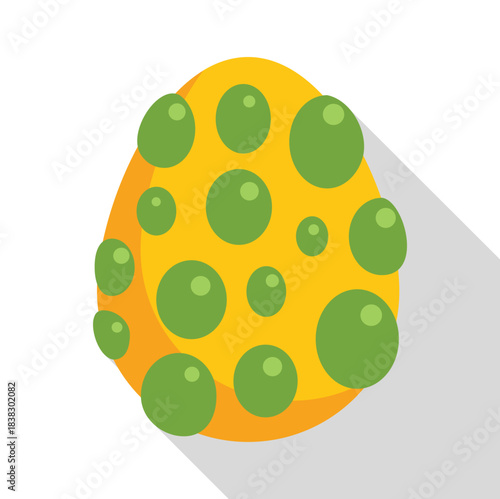 Cartoon dinosaur egg with green spots, waiting to hatch