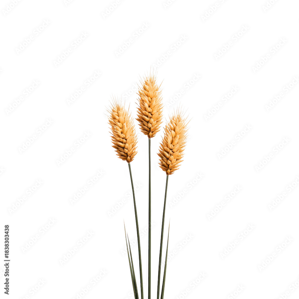 Fototapeta premium Dried wheat wheat stalk golden agriculture harvest isolated nature rural organic plant Dried wheat stalks with golden heads isolated transparency background symbolizing harvest agriculture