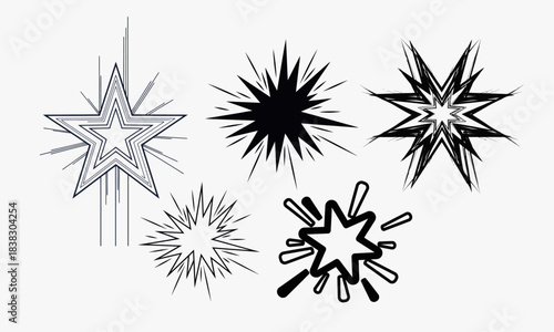 Abstract explosive starburst shapes set