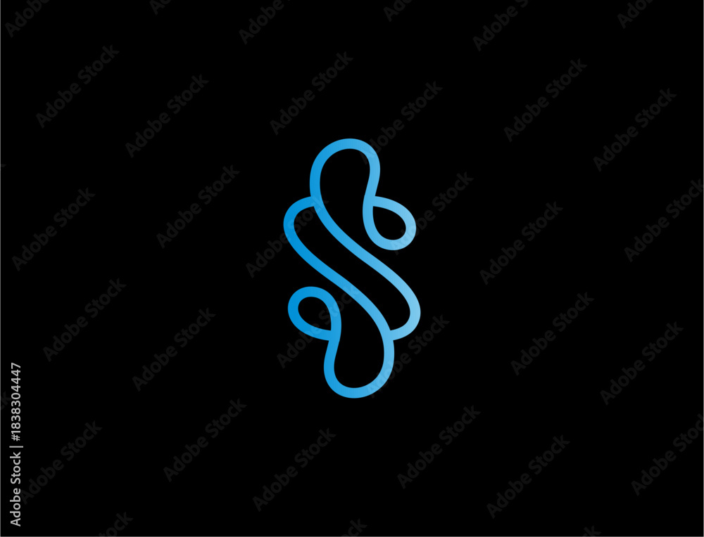 Fototapeta premium Abstract s shape graphic design on black background