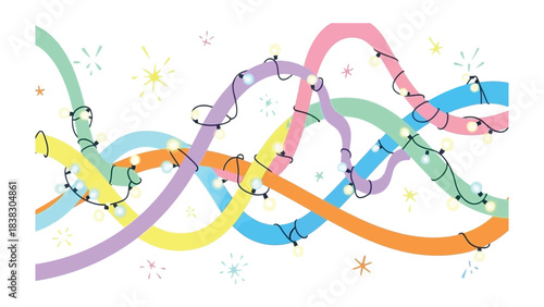 Intertwined Light Trails: Colorful abstract design of intertwined light trails, conveying connections and vibrant illumination.