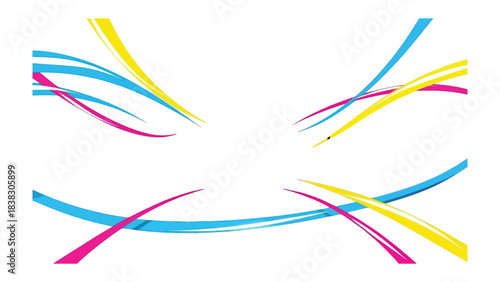 Abstract Lines in Vivid Colors: Dynamic array of vibrant, sweeping lines in shades of blue, pink, and yellow. A visually stimulating abstract composed of graceful, flowing curves. 