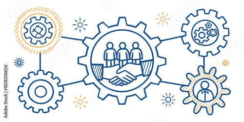 Business Teamwork and Collaboration Gears Concept partnership