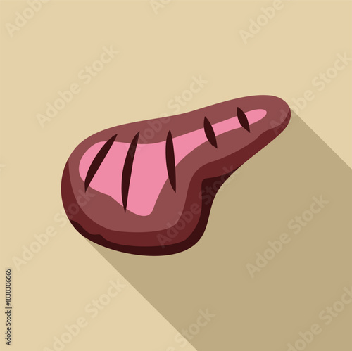 Grilled t bone steak showing a cross section of medium rare meat, perfect for menus, websites, and food blogs