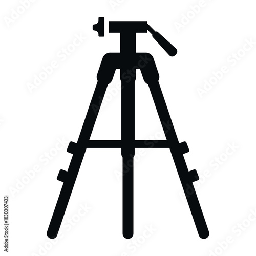 Vector icon of a tripod used for photography and video shooting in various conditions and environments.
