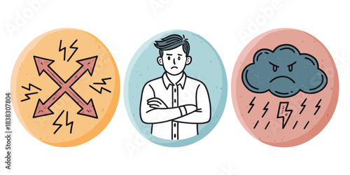 Conflict and Negative Emotions with Arrows and Storm Cloud