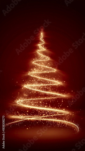 Glowing spiral tree adorned with shimmering lights creates holiday magic at night