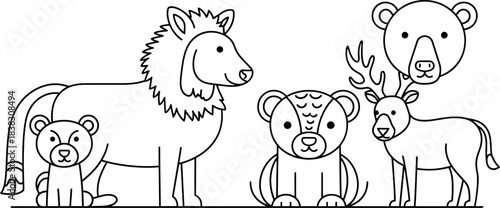 A big bundle of animal line art outline bundle 
